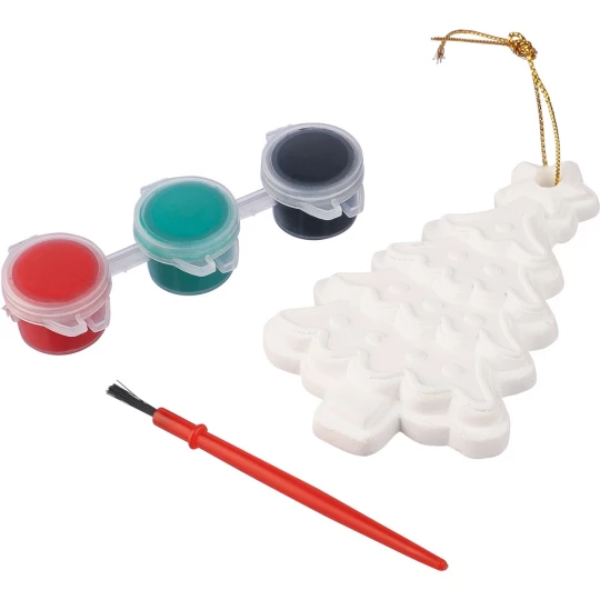 Christmas tree painting, paints, and a brush (VA579-00)-1