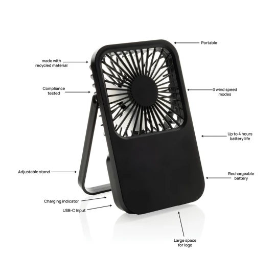 Aervina RCS recycled plastic re-chargeable desk fan (P457.0801)-1