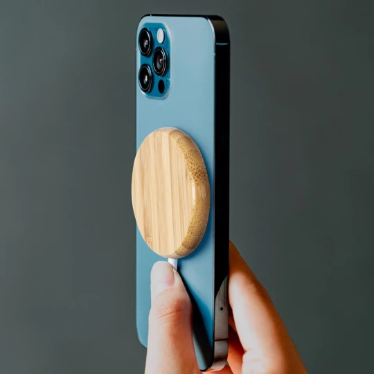 Magnetyczna bambusowa ładowarka bezprzewodowa 10W (V0167-00)-1