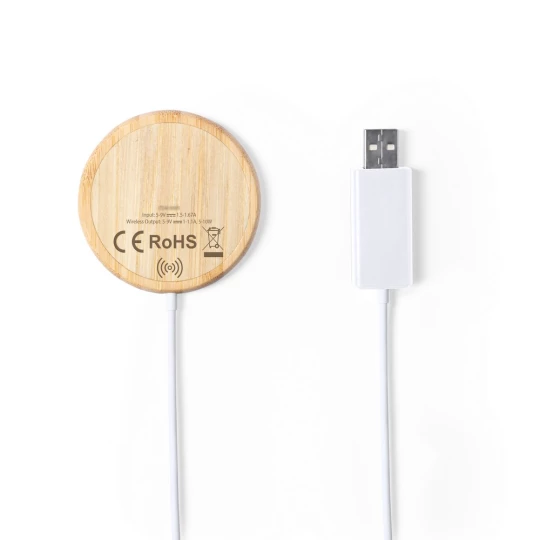 Magnetyczna bambusowa ładowarka bezprzewodowa 10W (V0167-00)-1