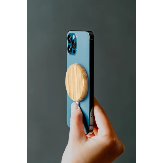 Magnetyczna bambusowa ładowarka bezprzewodowa 10W (V0167-00)-1