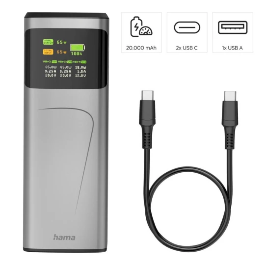 Power bank 20000 mAh Hama High Power 65W (VH028-15)-1