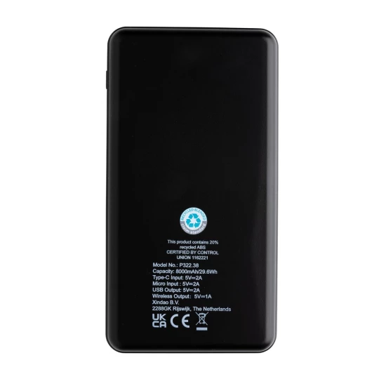 Bezprzewodowy power bank 8000 mAh, ładowarka bezprzewodowa 5W, RABS (P322.389)-1